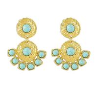 SXSWCH Lampadario boho turquoise che penzola per le donne femminili vintage rotonda blu blu birichia Y2K Dichiarazione occidentale Droping talling orecchini ipoallergenici Ethnic Birthday Christmas