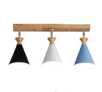 SXSWCH Luce a soffitto a Monte Semi-Filo e lampadario a 3 Teste, apparecchi di Illuminazione a soffitto Creative E26, luci a Sospensione in Metallo e in Legno, per la Sala da Pranzo Camera da Letto