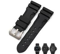 SXSWCH Natura Gomma 24mm Cinturino Per Panerai Sommergibile Luminor PAM Nero Blu Rosso Arancione Fibbia Farfalla, 24mm Black P, A