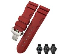 SXSWCH Natura Gomma 24mm Cinturino Per Panerai Sommergibile Luminor PAM Nero Blu Rosso Arancione Fibbia Farfalla, 24mm, A
