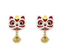 SXSWCH Orecchini a campana del leone carino per donne 925 sterling argento post pin in resina colorato cartone animato Dragon animale per le piccole stalloni per il festival cinese fortunato gioielli