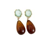 SXSWCH Orecchini a goccia in lacrima ambra vintage per le donne ragazze ipoallergeniche Leggera grande dichiarazione di resina di acqua di acquerelli Deliring Orecchini pendenti per canna