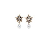 SXSWCH Orecchini a pensione di perle stella vintage - lega ipoallergenica placcata in oro 18K, gioielli delicati per donne | Orecchini e regali alla moda perle d'oro (pendolarismo, matrimonio,