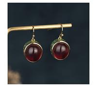 SXSWCH Orecchini di corindum Rosso Cinese Vintage per Donne Orecchini di Giada Rossa