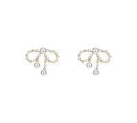 SXSWCH Orecchini di Perle con Fiocchi zirconi Vintage Donne Stile Moda 925 Orecchini Aghi per Feste di gioielleri di Alta Gamma