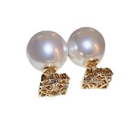 SXSWCH Orecchini di perle geometrici in argento sterling in oro ipoallergenico per donne | Gioielli in stile francese vintage per ogni giorno, matrimonio e regali (champagne)