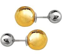 SXSWCH Orecchini in acciaio inossidabile ipoallergenico per donne - stalloni a doppia sfera in oro e argento 18K, gioielli minimalisti delicati per il giorno/matrimonio/regalo (geometrico, bico