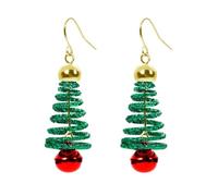 SXSWCH Orecchini pendenti a forma di albero di Natale, per donne e ragazze, graziosi ciondoli a forma di palla rossa, campanella verde, con gancio pendente, ipoallergenici, decorazioni per feste di