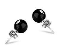 SXSWCH Orecchini per borchie per donne 925 gioielli rotondi perline verdi jasper agata nera fine gioiello rotondo elegante