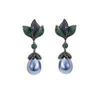 SXSWCH Orecchini vintage francesi ad ago d'argento con orecchini perle intarsiati intarsiati con zircone