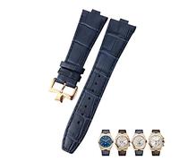 SXSWCH Per vacheron Costantin Overseas Black Blue Brown Bamboo Grain Watchs da 25 mm in pelle vera convessa cinghia di orologio convex (colore: chiusura dorata da 10 mm)