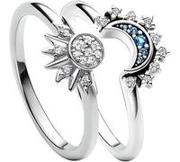 SXSWCH Prodotti da ragazza 2pcs/set Sun e Moon Star Ring Heart Ring zircone Anello Croona Principessa Ring-N56 Regali