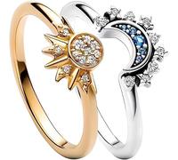 SXSWCH Prodotti da ragazza 2pcs/set Sun e Moon Star Ring Heart Ring zircone Anello Croona Principessa Ring-N56 Regali