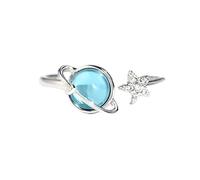 SXSWCH Products Products Blue Planet and Silver Color Star Rings for Women progettati di apertura creativa per feste gioielli regalo-N21 regali
