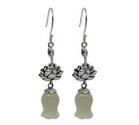 SXSWCH S personalità retrò Tulip White Female Lily of The Valley Jewelry Orecchini di Giada, 925