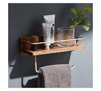 SXSWCH Scaffali galleggianti per il bagno montato a parete, portavalo in legno massiccio, rack di stoccaggio cosmetico non perforato, con guardrail (colore: stile 1-43 cm) (stile 1 28 cm)