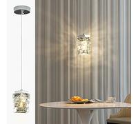 Sxtiger Moderna Lampada A Sospensione In Cristallo, 3 Colori Lampada A Sospensione A LED, Altezza Regolabile, Per Camera Da Letto Isola Della Cucina Sala Da Pranzo Corridoio (Argento)