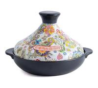 SXTYYH Stampa Pentola Tajine Resistente Tajine Terracotta Marocchina Con Coperchio Conico, Casseruola for Stufati, Curry, Cucina