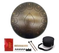SXTYYH Tongue Drum 13 Note 12 Pollici Tamburo Handpan Strumenti Musicali Con Palette for Le Dita, Libro Di Musica, Mallet E Borsa for La Guarigione Della Mente, Meditazione(Brown)