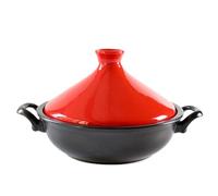 SXTYYH Tradizionale Tajine Terracotta Marocchina for Cucinare Con Coperchio Conico E Doppio Manico Pentola Tajine for Cotture Lente, Stufati, Design Artigianale(Red)
