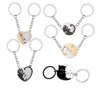 Sxutop 10 Pezzi Carino Portachiavi per Coppia di Gatti Innamorati Simpatici Puzzle Ciondoli a Forma di Gatti per Gli Amanti, Coppie, Migliore Amico Regalo per San Valentino Compleanno e Anniversario