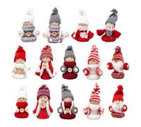 Sxutop 14 Pezzi Gnomi Natalizi Pendenti Piccoli Gnomo Appendere Maglia Gnomo Legno Natale Ciondoli Gnomi Pendenti Addobbi per Albero di Natale, Decorazioni Natalizie o Ciondolo Regalo, Altezza 7-8 cm