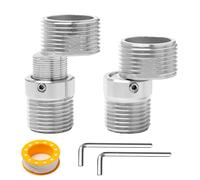 Sxutop 2 Pezzi Eccentrico Rubinetto Doccia Sfalsato di 10 mm Raccordo Eccentrico Rubinetto Regolabile a 360 Gradi Lunghezza Regolabile Adattatori di Collegamento S 3/4" x 1/2" per Rubinetti da Parete