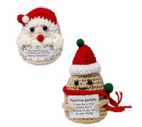 Sxutop 2 Pezzi Patate Positive Natale Lavorato a Maglia Babbo Natale Positive Bambole Uncinetto Natalizia Portafortuna Patata Positiva Bambole Uncinetto per Decorazione Natalizia Regalo Motivazionale