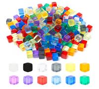 Sxutop 240 Pezzi Dadi a Sei Lati 8 mm Cubi Acrilici Trasparenti 12 Colori | Dadi 6 Facce Vuoti,Dadi da Gioco da Tavolo,Cubetti Colorati Perline con Borsa Coulisse per Apprendimento Artigianato e Hobby
