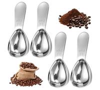 Sxutop 4 Pezzi Cucchiaino da Caffè Graduato in Acciaio Inox Cucchiaio Misurino Manico Corto Dosatore per Caffè con Manico Ergonomico Misurini da Caffè da 15 ml per Caffè Zucchero o Farina(Argento)