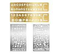 Sxutop 4 Pezzi Stencil di Lettere Numeri in Metallo Riutilizzabili Stencil per Diario in Metallo stencil Bullet Journal in Acciai Inossidabili Stencils per Journal in metallos per Diario Scrapbook