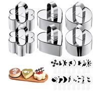 Sxutop 6 Pezzi Coppapasta 8 cm Anelli da Dessert Coppa Pasta Tondi in Acciaio Inossidabile con Coperchio e Stencil Stampi Coppapasta Anelli per Torte Mousse Dessert Dolci Fatti in Casa (3 Forme)