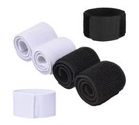 Sxutop 6 Pezzi Fascia per Parastinchi da Calcio Regolabile Velcro Traspirante Nastro Fascette Elastiche Portaparastinchi Nere Bianche Elasticità Shin Guard Holder per Adulto Uomo Donna e Bambino