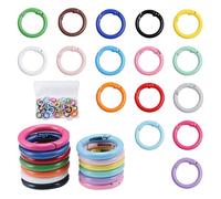 Sxutop 64 Pezzi Moschettone Rotondo 24 mm Moschettoni Piccoli Rotondi Colorati Moschettone Rotondo Scatto a Molla Moschettoni in Metallo Rotondi Anelli per Borsa Fai da Te Portachiavi (16 Colori)