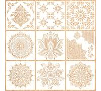 Sxutop 9 Pezzi Stencil Mandala 30x30cm Stencil Grande per Pittura Mandala Template Riutilizzabili Modelli Mandala per Dipingere in Plastica per DIY Mobili Pareti Art Pittura su Legno