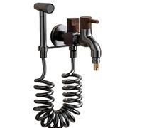 SXWYLZ Doccetta Wc Kit Rubinetto Bidet con Doccetta a Pulsante, Supporto e Tubo Flessibile a Molla da 2m per Bagno, Grigio