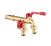 SXWYLZ Doppio Rubinetto Giardino a Parete Rubinetti Esterno Antigelo Rubinetto Acqua Fredda 1/2 per Annaffiare i Fiori, Color Rame + Manico Rosso
