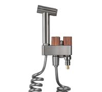 SXWYLZ Kit Doccetta Esterno per Wc e Bidet con Valvola Angolare a Doppio Controllo, Pistola a Pulsante, Attacco per Lavatrice e Tubo Flessibile da 1,5m, Alluminio, Grigio