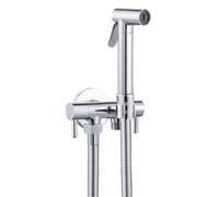 SXWYLZ Kit Doccetta Esterno per Wc e Bidet Rubinetto per Doccino Wc Inclusa Pistola a Spruzzo, Valvola Angolare a Doppio Controllo e Tubo Flessibile in Acciaio Inossidabile da 1,2m, Cromato