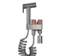 SXWYLZ Kit Doccetta per Bidet Portatile Rubinetto per Doccino Wc con Pistola a Spruzzo a Doppia Modalità, Alluminio, Grigio