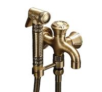 SXWYLZ Kit Doccetta per Bidet Set Pistola a Spruzzo per Wc Rubinetto Doppio a Parete per Bagno, Colore Antico