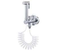 SXWYLZ Kit Doccino per Bidet Wc Kit Doccetta Wc con Pistola a Spruzzo, Valvola Angolare a Doppio Controllo e Tubo Flessibile a Molla da 2,3m, Cromo