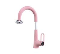 SXWYLZ Miscelatore Lavabo con Doccetta Estraibile Rubinetto Lavello Girevole a 360° Rubinetto Caldo e Freddo a 2 Modalità con Maniglia Singola,Rosa