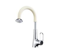 SXWYLZ Miscelatore Lavabo con Doccetta Estraibile Rubinetto Lavello Girevole a 360° Rubinetto Caldo e Freddo a 2 Modalità con Maniglia Singola,Cromo+Bianco