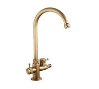 SXWYLZ Rubinetti da Esterno Antigelo Rubinetto Doppio Giardino Girevole a 360° Rubinetto Acqua Fredda con Deviatore, Doppie Maniglie, Colore Anticato