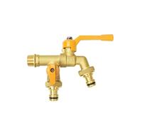 SXWYLZ Rubinetti da Esterno in Ottone Rubinetto Doppia Uscita Antigelo Rubinetto Doppio a Parete Rubinetti per Acqua Fredda 1/2" Uno in Entrata Due in Uscita,Rame + Giallo