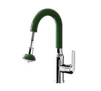 SXWYLZ Rubinetti Lavabo Bagno con Doccetta Estraibile con 2 Modalità Rubinetto per Bagno Rotazione a 360° Maniglia Singola Acqua Calda e Fredda,Verde