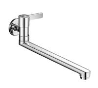 SXWYLZ Rubinetto A Muro Lavatoio Acqua Fredda Rubinetto per Monocomando A Parete In Ottone Rubinetto Cucina Braccio Lungo per Lavello,Cromato,30 Cm