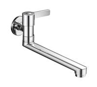 SXWYLZ Rubinetto A Muro Lavatoio Acqua Fredda Rubinetto per Monocomando A Parete In Ottone Rubinetto Cucina Braccio Lungo per Lavello,Cromato,20 Cm