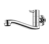 SXWYLZ Rubinetto A Muro Lavatoio Ottone Rubinetto Bagno Lavabo Lavanderia Rubinetto Acqua Fredda per Lavello Bagno Rubinetti Lavello,Colore Cromo,25 Cm
